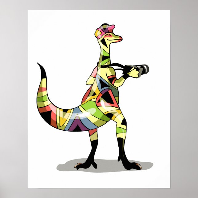 Illustration av en Iguanodon-fotograf. Poster (Framsidan)