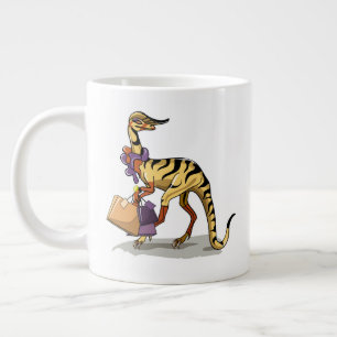 Illustration av en iguanodon med Shopping bag. Jumbo Mugg