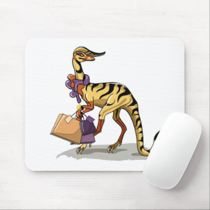 Illustration av en iguanodon med Shopping bag. Musmatta