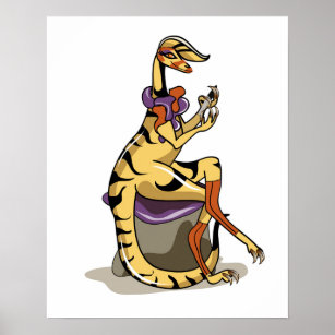 Illustration av en iguanodon som polerar hennes Na Poster