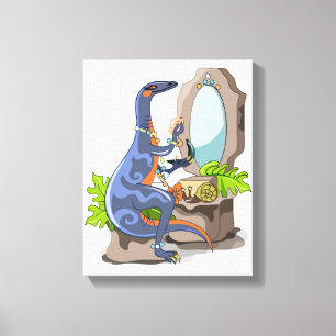Illustration av en iguanodon som sätter på konfekt canvastryck