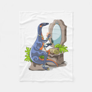 Illustration av en iguanodon som sätter på konfekt fleecefilt