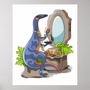 Illustration av en iguanodon som sätter på konfekt poster