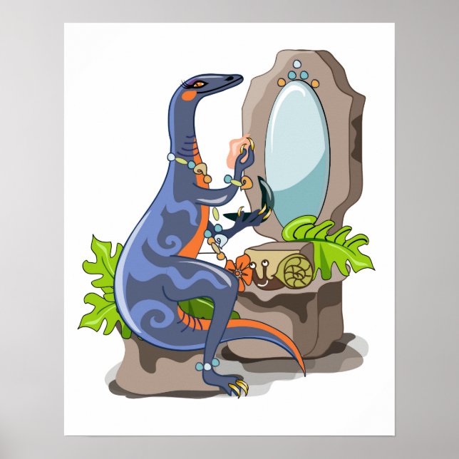 Illustration av en iguanodon som sätter på konfekt poster (Framsidan)