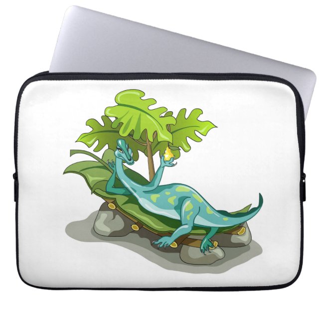 Illustration av en Iguanodon Sunbad. Laptop Fodral (Framsidan)