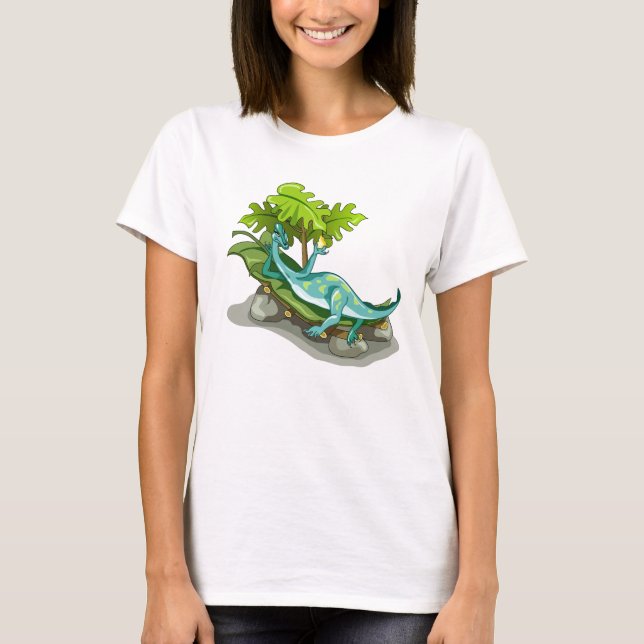 Illustration av en Iguanodon Sunbad. T Shirt (Framsida)