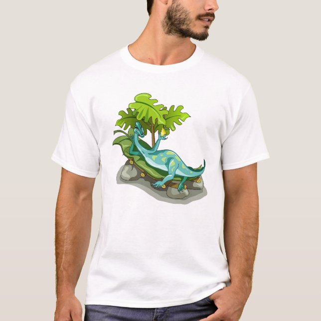 Illustration av en Iguanodon Sunbad. T Shirt (Framsida)
