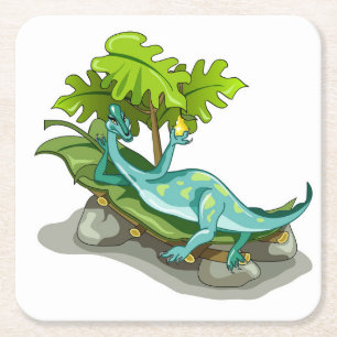 Illustration av en Iguanodon Sunbad. Underlägg Papper Kvadrat