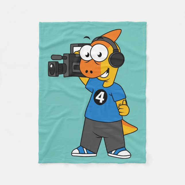 Illustration av en kameraoperatör för parasaurolop fleecefilt (Framsidan)