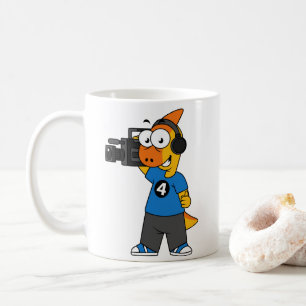 Illustration av en kameraoperatör för parasaurolop kaffemugg