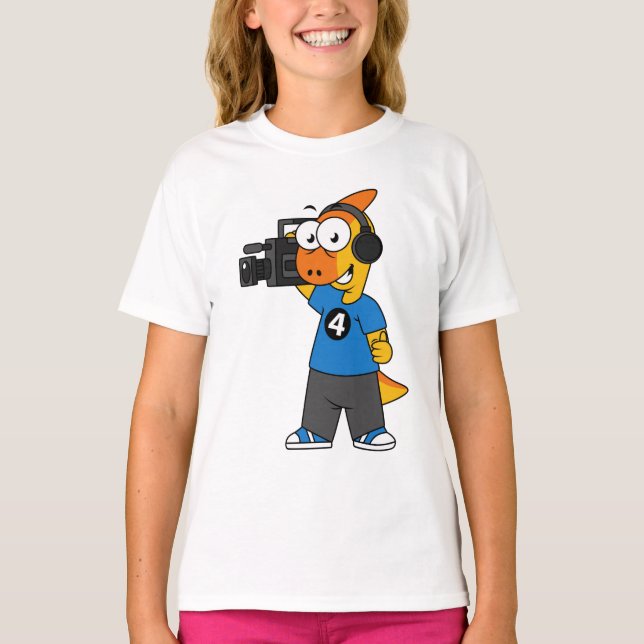 Illustration av en kameraoperatör för parasaurolop t shirt (Framsida)