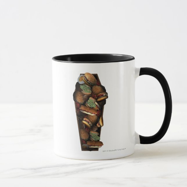 Illustration av en kista som fylls med snabbmat mugg (Höger)