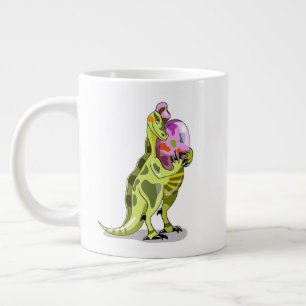 Illustration av en lambeosaurus som håller en ägg. jumbo mugg