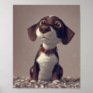 Illustration av en ljus Hund Poster