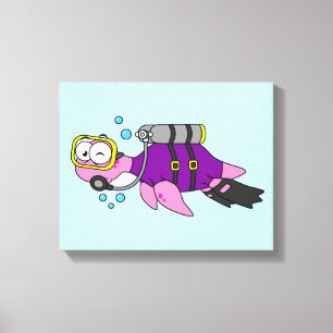 Illustration av en Loch Ness Monster Scuba Diver. Canvastryck