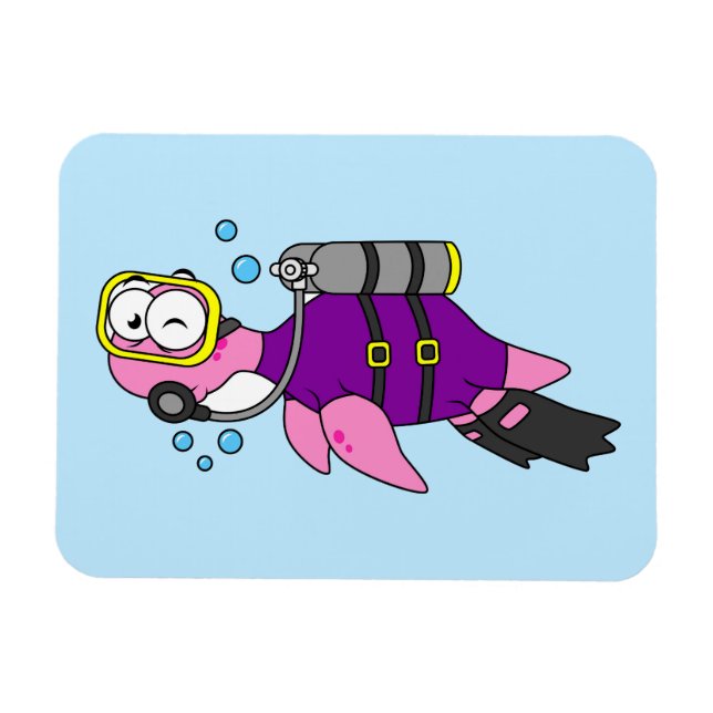 Illustration av en Loch Ness Monster Scuba Diver. Magnet (Horisontell)