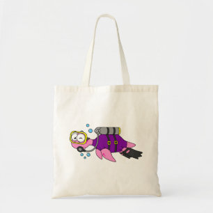 Illustration av en Loch Ness Monster Scuba Diver. Tygkasse
