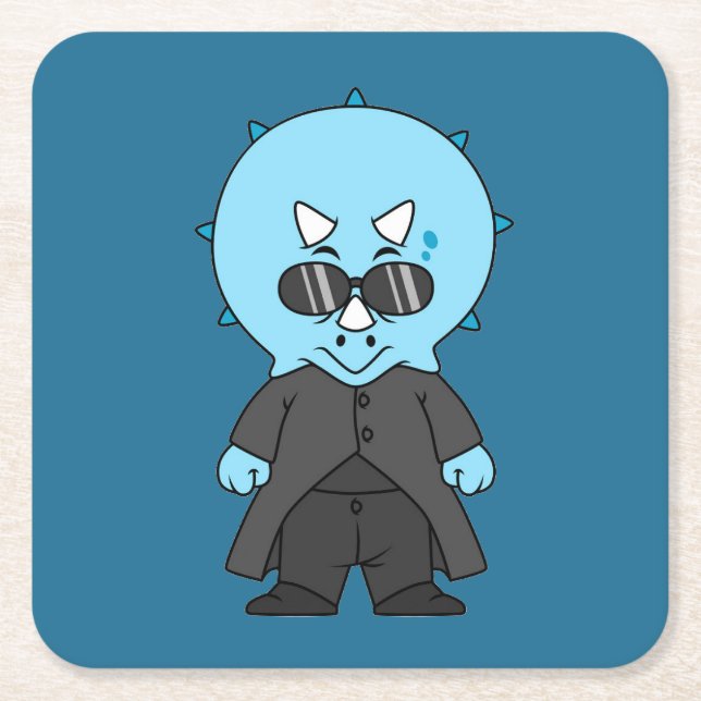 Illustration av en matris triceratops. underlägg papper kvadrat (Framsidan)