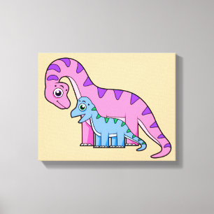 Illustration av en Mor och en barnbrachiosaurus. Canvastryck