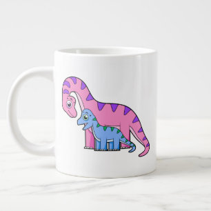Illustration av en Mor och en barnbrachiosaurus. Jumbo Mugg