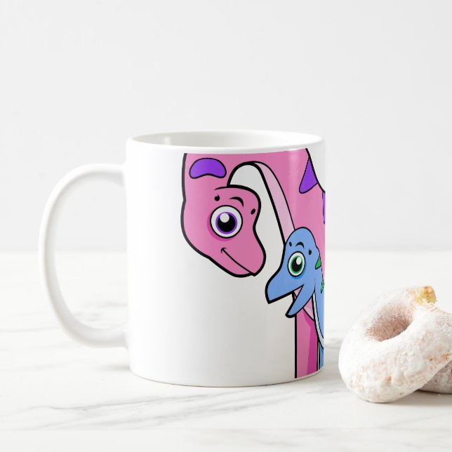 Illustration av en Mor och en barnbrachiosaurus. Kaffemugg (Med munk)