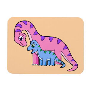 Illustration av en Mor och en barnbrachiosaurus. Magnet
