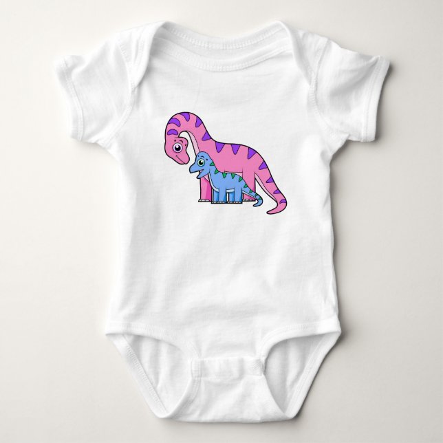 Illustration av en Mor och en barnbrachiosaurus. T Shirt (Framsida)