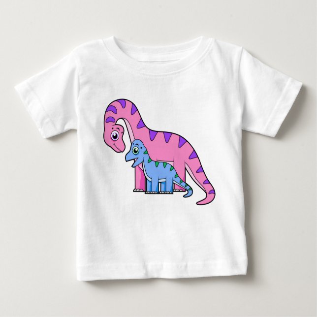 Illustration av en Mor och en barnbrachiosaurus. T Shirt (Framsida)