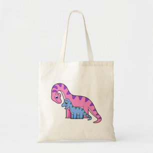 Illustration av en Mor och en barnbrachiosaurus. Tygkasse