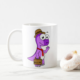Illustration av en Pachycephalosaurus affärsman. Kaffemugg