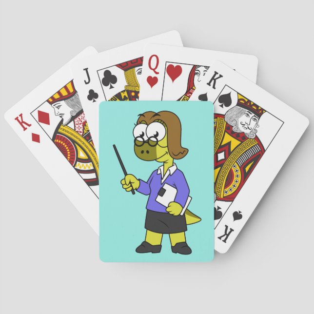 Illustration av en Pachycephalosaurus-lärare. Casinokort (Baksidan)