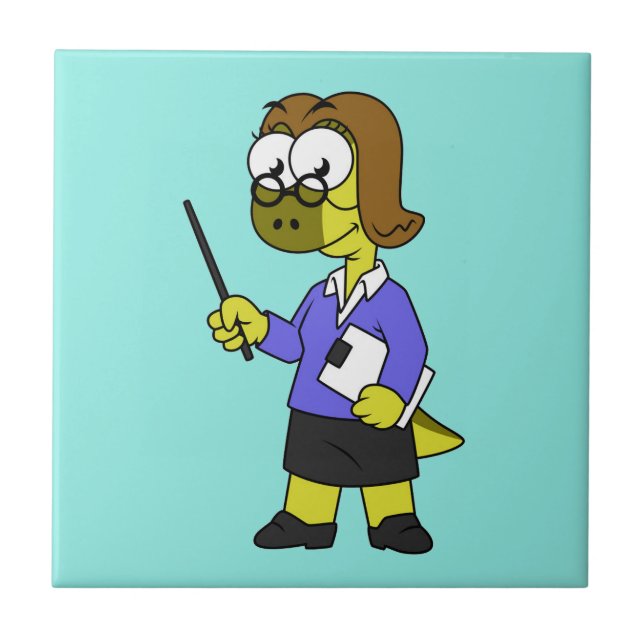 Illustration av en Pachycephalosaurus-lärare. Kakelplatta (Framsidan)