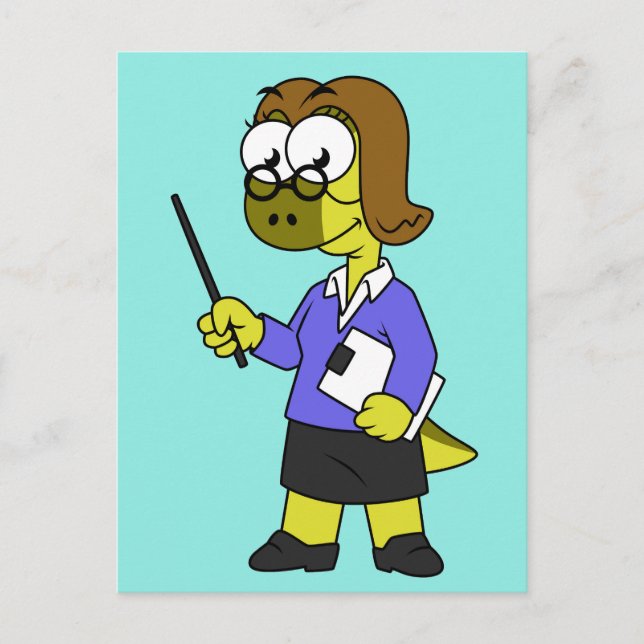 Illustration av en Pachycephalosaurus-lärare. Vykort (Framsida)