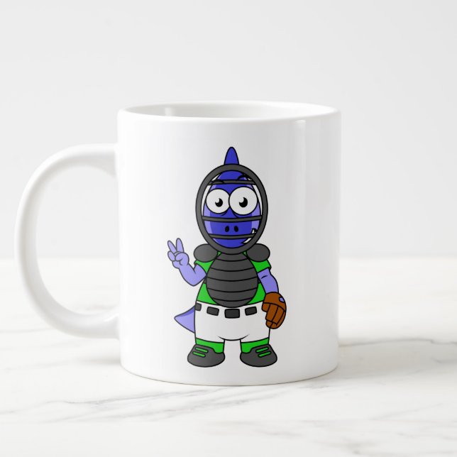 Illustration av en parasaurolophus Baseball Catche Jumbo Mugg (Vänster)