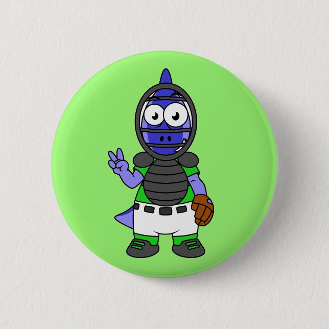 Illustration av en parasaurolophus Baseball Catche Knapp (Framsida)