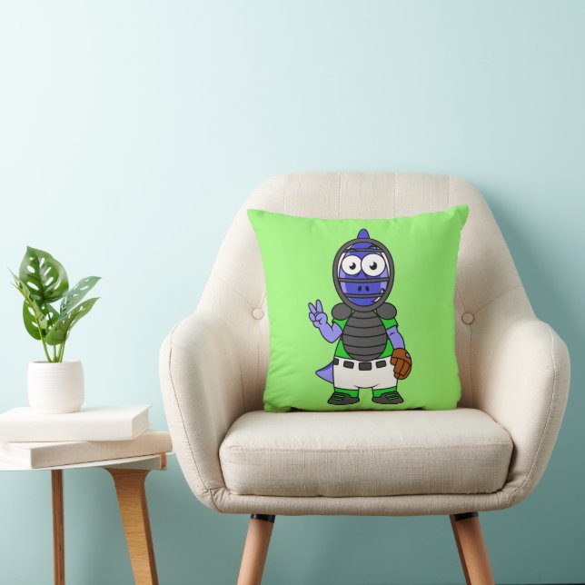 Illustration av en parasaurolophus Baseball Catche Kudde (Stol)