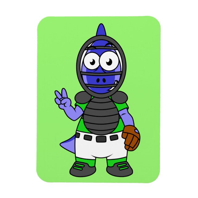 Illustration av en parasaurolophus Baseball Catche Magnet (Vertikal)