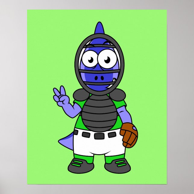 Illustration av en parasaurolophus Baseball Catche Poster (Framsidan)