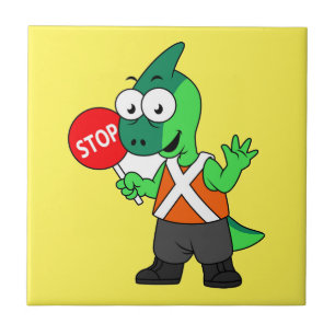 Illustration av en parasaurolophus Traffic Enforce Kakelplatta