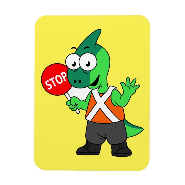 Illustration av en parasaurolophus Traffic Enforce Magnet (Vertikal)