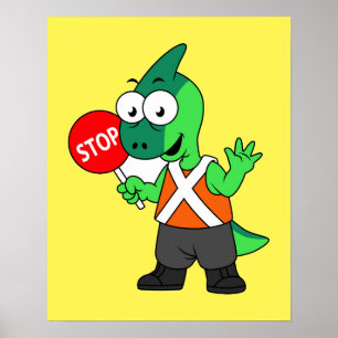 Illustration av en parasaurolophus Traffic Enforce Poster