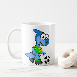 Illustration av en parasaurolophus-uppspelande. kaffemugg