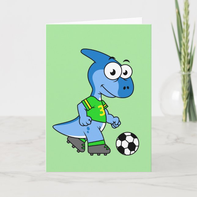 Illustration av en parasaurolophus-uppspelande. kort (Framsida)