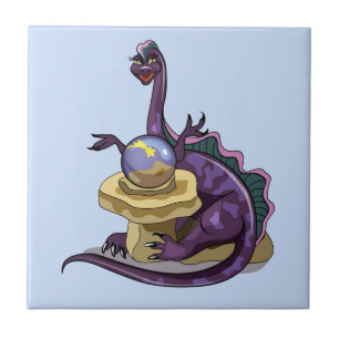 Illustration av en Plateosaurus Fortune Teller. Kakelplatta