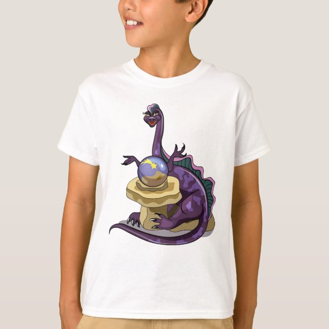 Illustration av en Plateosaurus Fortune Teller. T Shirt (Framsida)