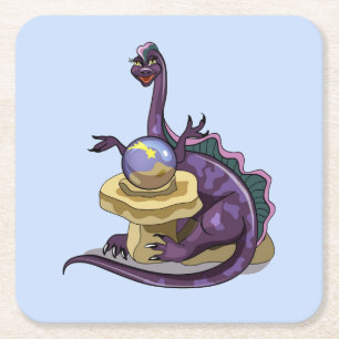 Illustration av en Plateosaurus Fortune Teller. Underlägg Papper Kvadrat