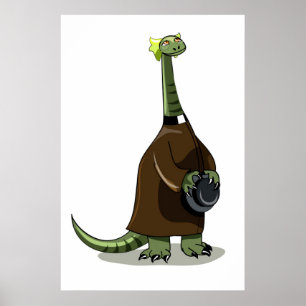 Illustration av en plateosaurus som är präst poster