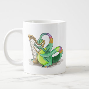 Illustration av en Plateosaurus som spelar Harp. Jumbo Mugg