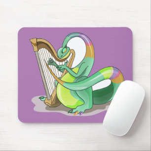 Illustration av en Plateosaurus som spelar Harp. Musmatta