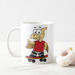 Illustration av en Pterosaur-skateboarding. Kaffemugg